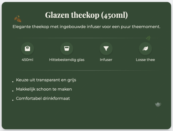 Glazen theekop (450ml) – met infuser